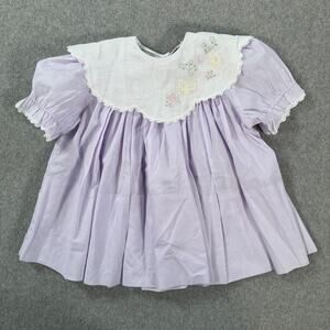 Amanda Remembered Embroidered Collar Girls Dress Size 2 Purple Butterfly Hemmed